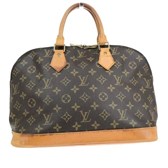 LOUIS VUITTON LV Logo Alma Hand Bag Monogram Leather Brown France - Picture 1 of 16